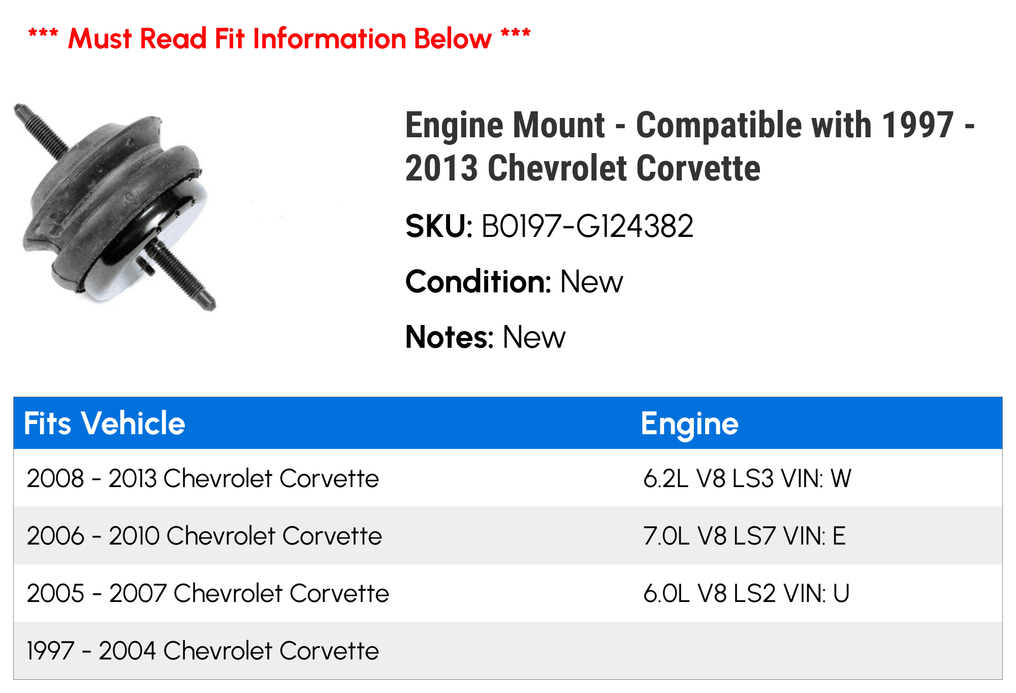 Engine Mount - Compatible with 1997 - 2013 Chevrolet Corvette - AC Delco