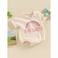 thumbnail image 5 of Baby Girls Boys Summer Rompers Short Sleeve Crew Neck Letter Print Casual Romper, 5 of 10
