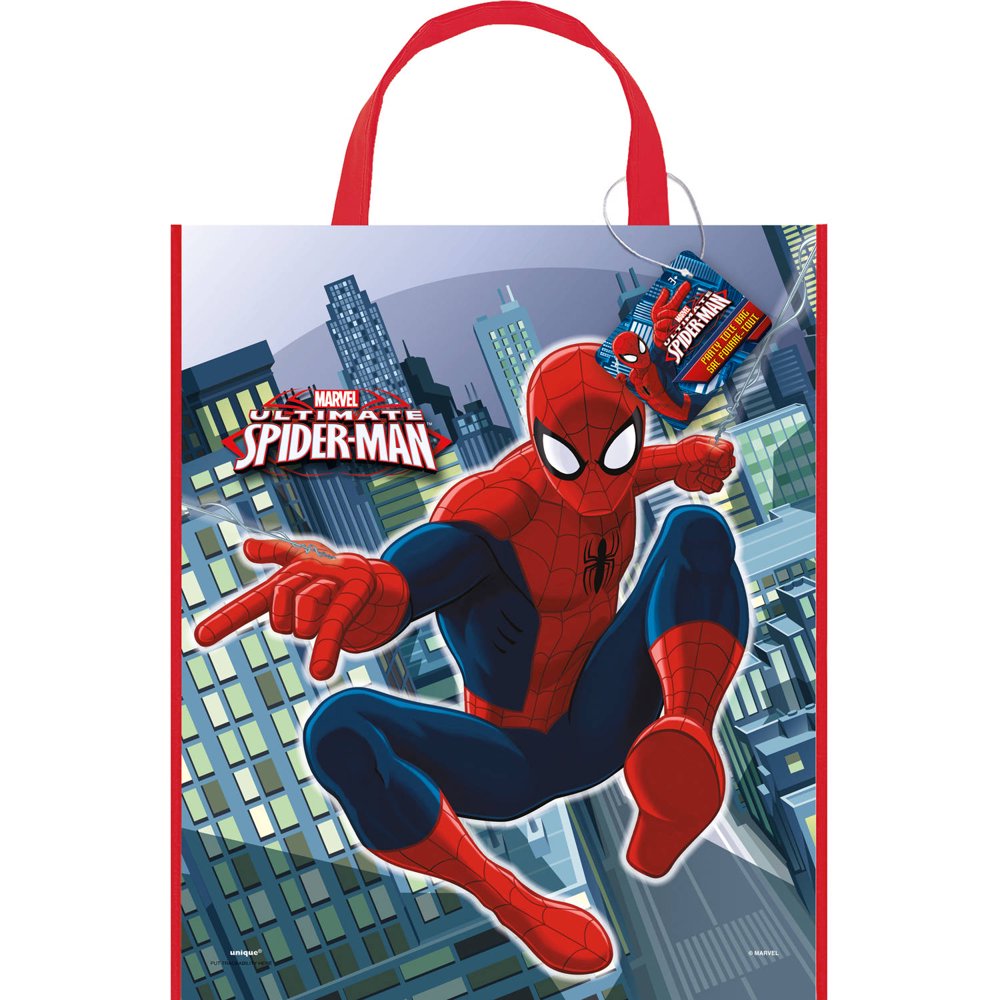 Large Plastic Spiderman Favor Bag, 13" x 11"