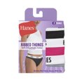 thumbnail image 2 of Hanes Women's Ribbed Cotton Thong Underwear, 3-Pack, 2 of 5