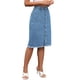 thumbnail image 4 of Inspire Chic Conjunto Falda de Mujer Denim con Botones y Corte Desgastado H-Line a la Altura de la Rodilla Falda de Jean Casual XL Azul, 4 of 6