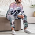 thumbnail image 6 of Bingfone Men's Pajama Set 2 Piece Loungewear PJs, Long Sleeve with Pajama Pants-Mist Sunflower Skull, 6 of 7
