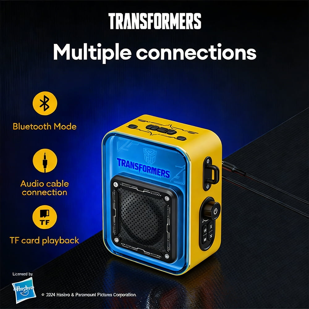 Bluetooth Speaker, Bluetooth 5.4 Smart Wireless Portable Speaker, IPX3 Waterproof Cyber-Style Mechanical Speaker, Supports 2-Unit Interconnected Portable Audio Broadcasting, Black