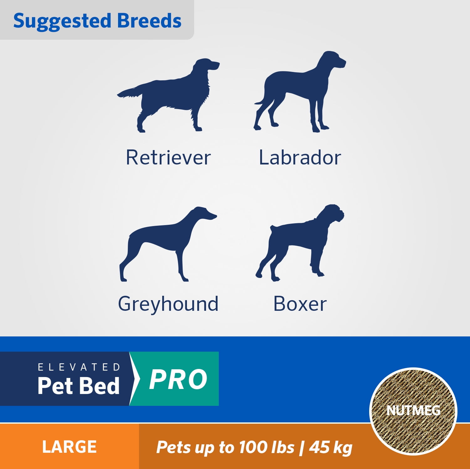 Coolaroo Dog Cooling Elevated Bed Pro, Large, Fits in 48in Crates, Nutmeg