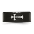 thumbnail image 4 of Auriga Fine Jewelry Stainless Steel Brushed Black IP-plated with Cross 9 mm Band for Women Size 10.5, 4 of 6