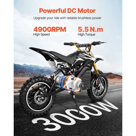 2V 3000W Electric Motor Brushless for E-Bike Conversion, 4900 RPM Dirt Bike Use