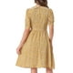 thumbnail image 3 of INSPIRAR CHIC Vestido Midi Floral de Manga Abullonada con Cuello Peter Pan y Cintura Alta en Amarillo, 3 of 6