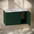 thumbnail image 5 of Cascade 36" Wall-Mounted Bathroom Vanity in Green Oak with 3-Hole Widespread Sink Top, 5 of 6