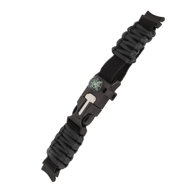 Bracelet en Paracorde de Camping, Démarreur de Feu à la Mode Bracelet en Paracorde Ajustable en Nylon pour la Randonnée pour Activité de Plein Air Noir