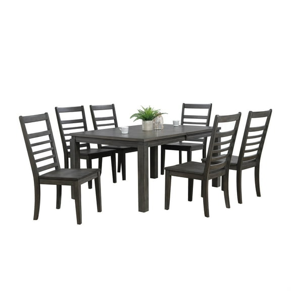 Sunset Trading Shades of Gray 7-Piece 82" Extendable Wood Dining Set in Gray