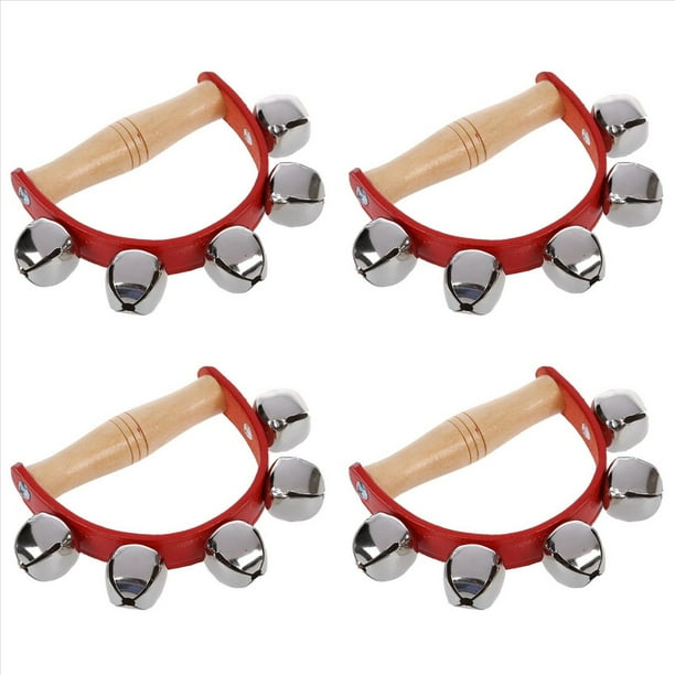 4X Pandero Campanilla Cabrito del Educacion Temprana Instrumento Musical Ritmo Golpes Sacudir Pequena Alarma de Cascabeleo Juguete Herramienta