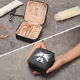 thumbnail image 7 of Travel Jewelry Box Raccoon PU Leather Jewelry case Small Portable Jewelry Organizer Box for Rings Earrings Necklaces Bracelets(Black) Women Gifts, 7 of 7
