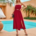 thumbnail image 1 of WILLBEST Plus Robes pour Femmes Bandeau Taille Couleur Unie Mode Longue Dress, 1 of 1