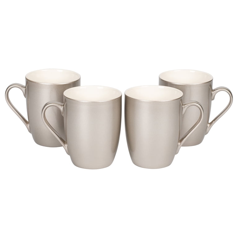 Vegas Gold-Tone Metallic Finish 10 Oz. New Bone China Coffee Cup Mug Set of 4