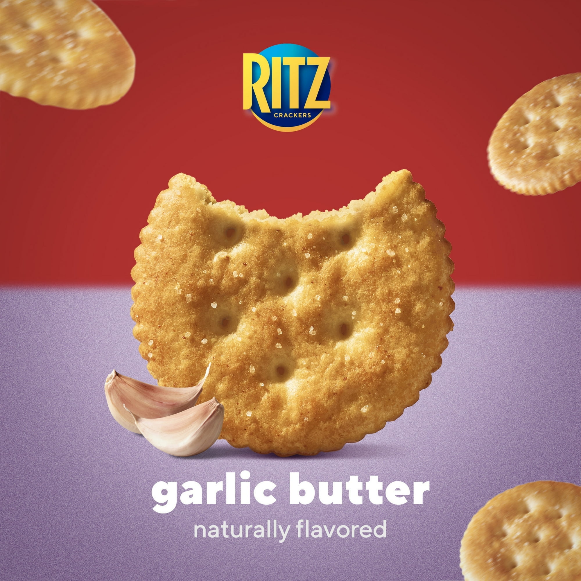 RITZ Garlic Butter Crackers, Snacks for Kids and Adults, Lunch Snacks, 13.7 oz