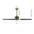 LEDET 52 in. Black and Gold Indoor 3ABS Blades LED Ceiling Fan with