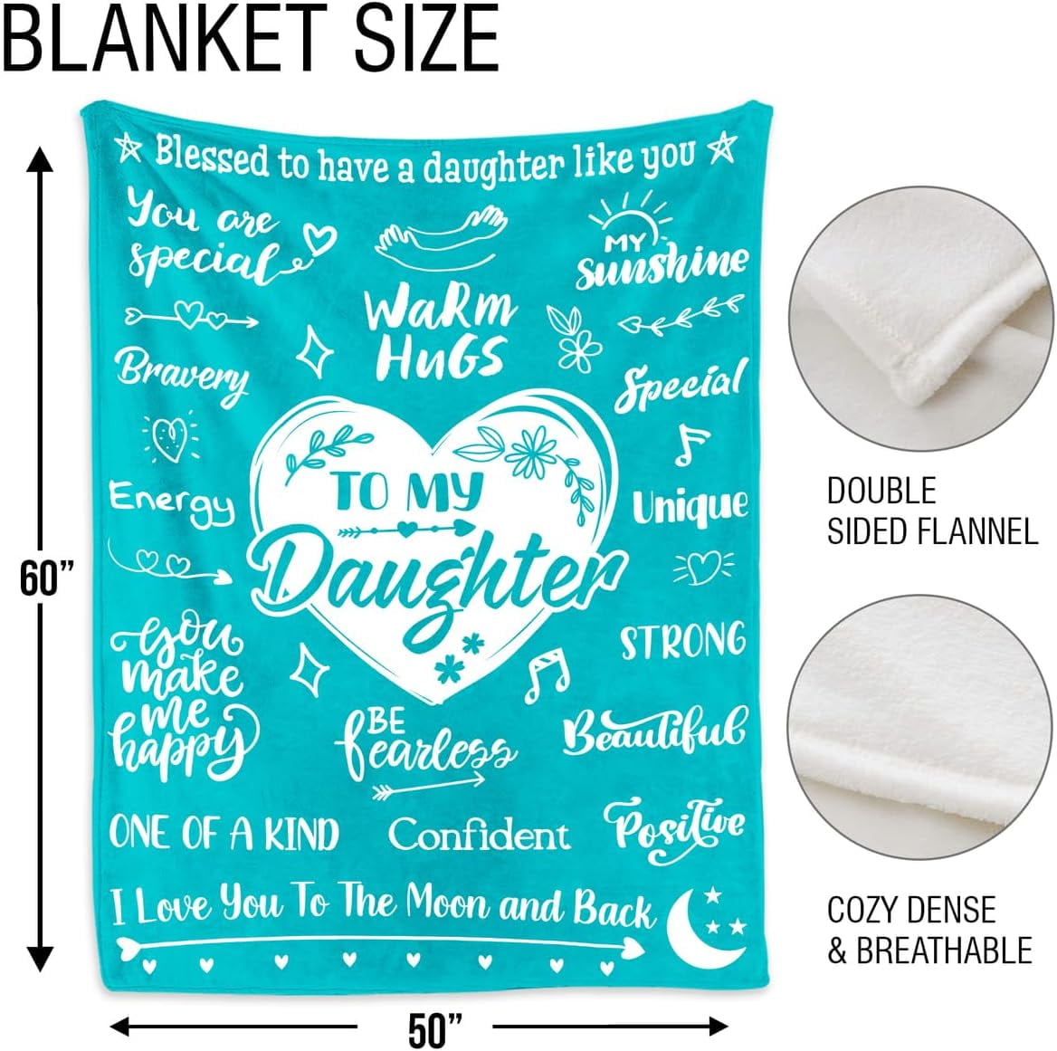 Daughter Gifts from Mom Dad - to My Daughter, Blanket for Daughter - Christmas, Xmas Birthday, Graduation Gifts for Daughter - Best Gift Ideas for Daughter Throw Blanket