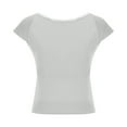 thumbnail image 5 of Wyobmus Womens Crew Neck Tops Casual Slim Summer 1/4 Sleeve T Shirt Solid Color form Fitting Backless Base Top Tunic A-Gray, 5 of 7
