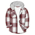 thumbnail image 4 of DHFJKG Boys Girls Hooded Plaid Jacket Long Sleeve Loose Fit Button Down Shirt Jackets For Kid 3-13 Years Old Winter Soft Outerwear, 4 of 5