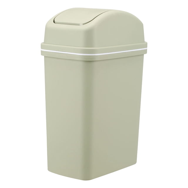 MAOWAPLG Cubos de basura para el hogar, sala de estar, cocina, costura engrosada, tapa agitadora, prensa, gran capacidad, plástico, crema, viento, con tapa, cubos de basura