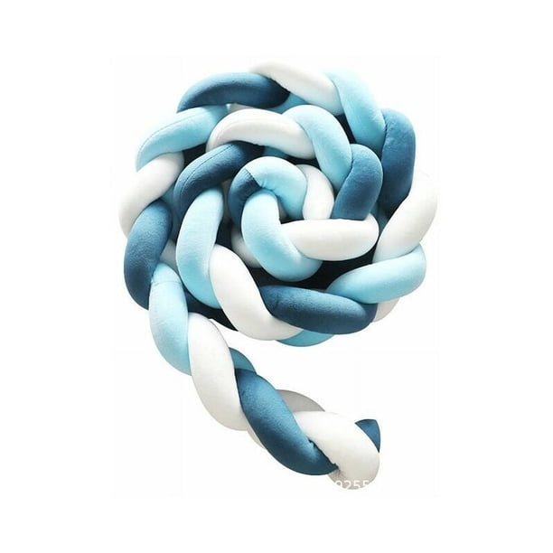 Tour de lit tressé 3M color azul foncé et bleu et blanc Tour de lit bébé