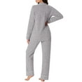 thumbnail image 6 of MINTREUS Women's Pajama Sets Knit Long Sleeve Button Down Pjs Soft Sleepwear Lounge Sets with Pockets, 6 of 9