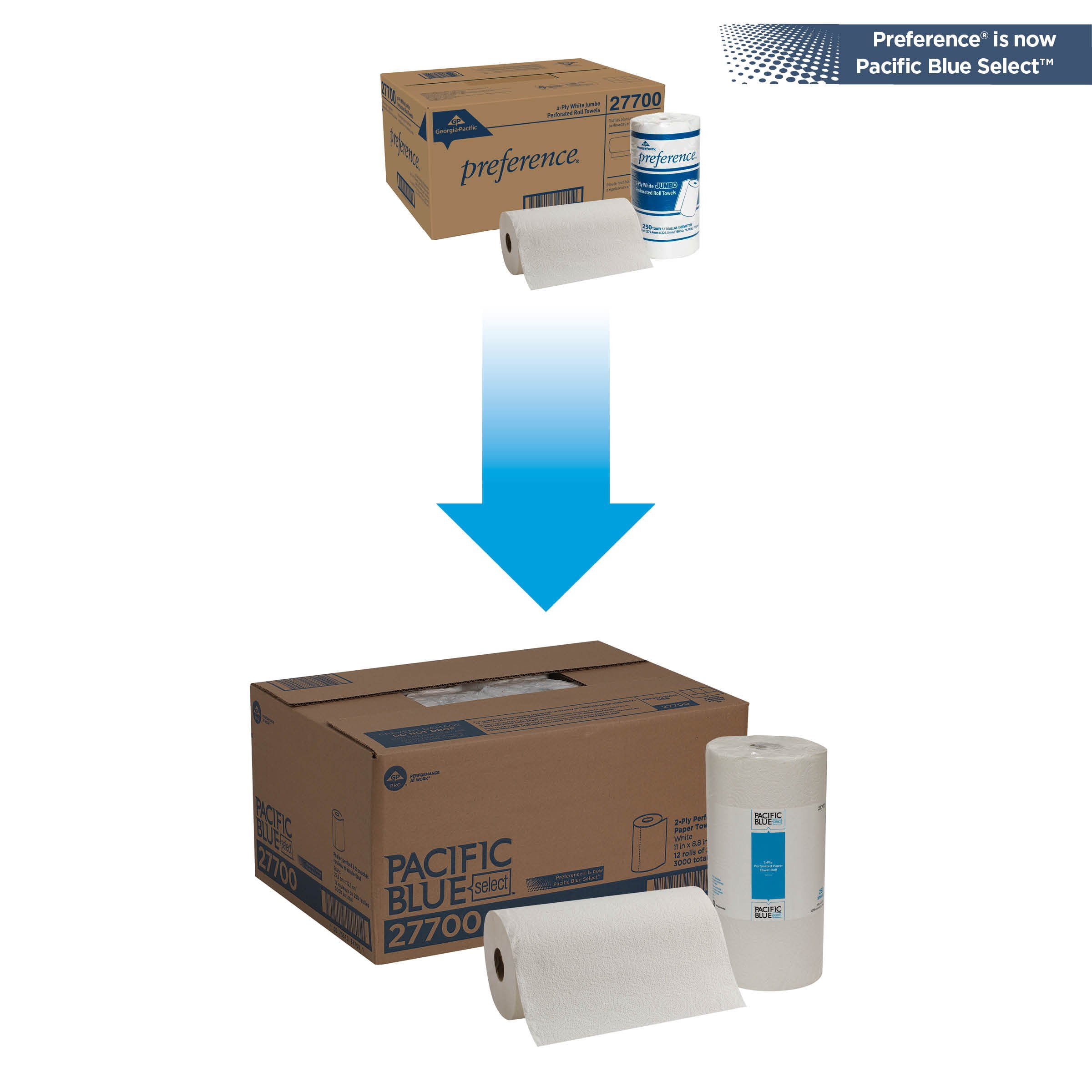 Georgia-Pacific  8.8 x 11 Pacific Blue Select Perforated Paper Towel, White - 250 Per Roll