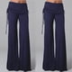 thumbnail image 2 of Gibobby Pantalones mujer Pantalones deportivos de pierna ancha de color liso para mujer con cinturón Pantalones de baile de talle medio(Azul， XXXL), 2 of 3