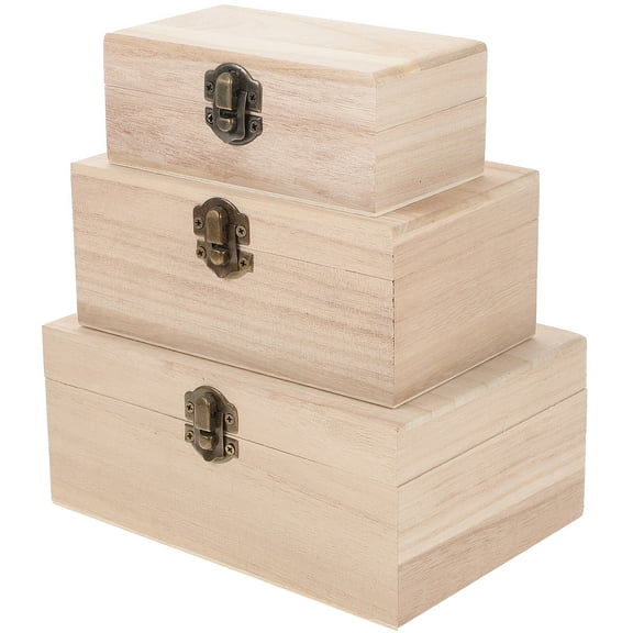 LIYUNMIAO 3 Unfinished Wooden Boxes DIY Craft Supplies