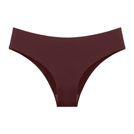 Mifelio Thongs for Women European and American Women s Briefs Female Non Pants Female Ice Silk Buttocks Lady Thong Panties for Women  Womens Underwear Red L