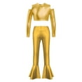 thumbnail image 6 of iiniim Girls Kids Shinny Metallic Crop Top Stretchy Flare Pants Legging Tights Bell Bottom Dancewear Costume, 6 of 7