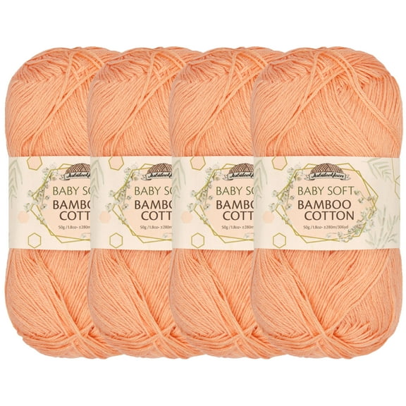 JubileeYarn Baby Soft Bamboo Cotton Yarn - 50g/Skein - Peach Cobbler - 4 Skeins