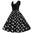 thumbnail image 3 of Penkiiy Women Vintage Summer Dot Print Sleeveless Casual Evening Party Prom Dress Plus Size Dresses XXXL Black 2023 Summer Deal, 3 of 9
