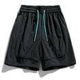 thumbnail image 4 of JTieacloth Cotton Drawstring Cargo Shorts Men's Summer Casual Loose Breathable Ice Feel Beach Shorts Athletic Swim Trunks Fashionable Trendy,Black, 4 of 4