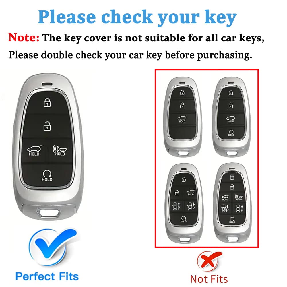For Hyundai Key fob Cover Fits for 2024 2023 2022 2021 Hyundai Sonata Santa fe Tucson Smart 5 Button Key Case Shell
