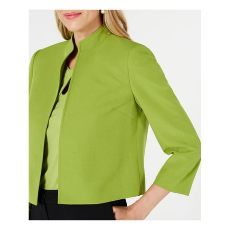 KASPER Womens Green Long Sleeve Open Cardigan Sweater Petites 4P