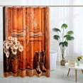 thumbnail image 2 of Wood Barn Door Shower Curtain Rustic Western Shower Curtain Country Daisy Shower Curtain Bathroom Decor Polyester Fabric-72" x 72", 2 of 6