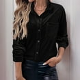 thumbnail image 2 of Hinvhai Velvet Shirts for Women Long Sleeve Button Down Shirt Vintage Tops Lapel Blouse Fall Winter Tee with Pocket Black XL(XL), 2 of 9