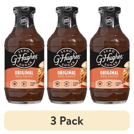(3 pack) G Hughes Zero Sugar Original BBQ Sauce, 18 oz