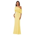 thumbnail image 1 of Vestido BITALY de satén amarillo para madre de la novia con mangas, 1 of 8