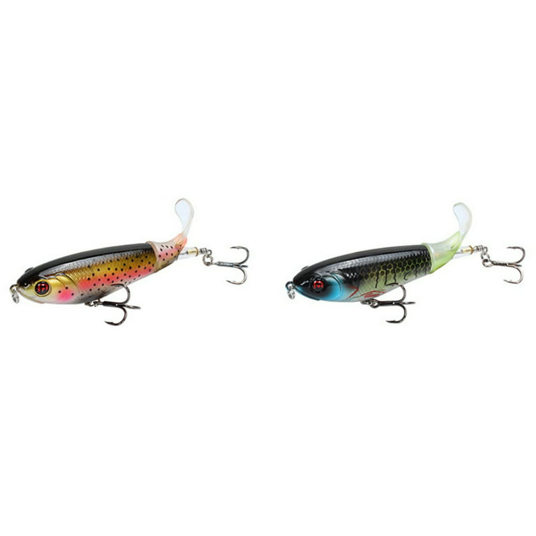Fishing Lure Whopper Popper Topwater Artificial Hard Bait 3D Eyes Plopper  With Soft Rotating Tail Fishing Tackle 
