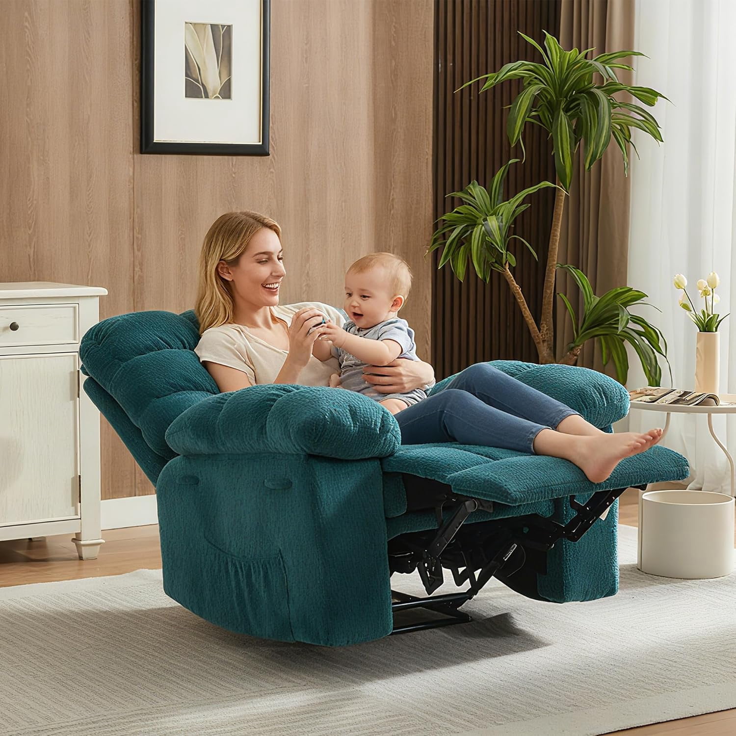 Sunvasagoo Chenille Manual Recliner Chair, 300Lb Capacity, 3 Colors