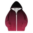 thumbnail image 3 of Spazoro Girls Swearshirts, Gradient Color Fall Winter Full Zip Hooded Casual Cardigan Tops for Girls Red Size 12-13T, 3 of 4