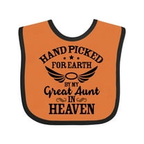 Inktastic Handpicked for Earth by My Great Aunt in Heaven Boys or Girls Baby Bib