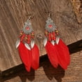 thumbnail image 3 of K-KED Women's Bohemian Feather Earrings S925 Silver Hook Vintage Tassel Earrings-#2052 Light Multicolour, 3 of 9