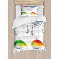 thumbnail image 3 of Fishing Decor Queen Size Duvet Cover Set, Collection of Fishing Lures in Trout Shape Trap for Sea Mammals Creatures Picture, Decorative 3 Piece Bedding Set with 2 Pillow Shams, Multi, by Ambesonne, 3 of 3
