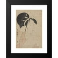 thumbnail image 2 of Kitagawa Utamaro 17x24 Black Modern Framed Museum Art Print Titled - Head of Woman Holding Towel in Her Mouth (Late 18th Century - Ca. 1806), 2 of 5
