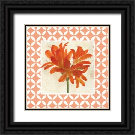 Greene Taylor 20x20 Black Ornate Wood Framed with Double Matting Museum Art Print Titled - MOROCCAN ORANGE FLORAL 2
