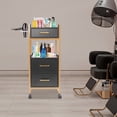 thumbnail image 2 of Mobile Salon Trolley Cart with 3 Drawers & Dryer Holder Hairstylist Storage Cart, 2 of 6