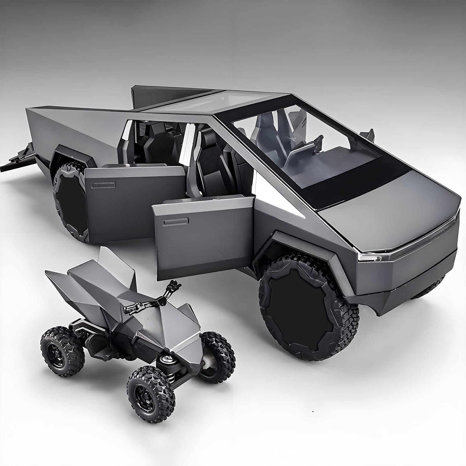 Anmyjuly Toy Trucks Model Pickup Motorcycle Silver Alloy 1/24 Diecast Vehicles with Sound and Light,Gray
